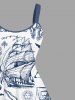 Plus Size Pirate Map Sailboat Compass Print Hawaii Cruise Tank Dress -  