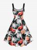 Plus Size Flamingo Coconut Tree Sun Print Hawaii Tank Dress - Noir XS