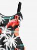 Plus Size Flamingo Coconut Tree Sun Print Hawaii Tank Dress - Noir XS