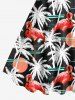 Plus Size Flamingo Coconut Tree Sun Print Hawaii Tank Dress - Noir XS