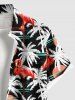 Plus Size Flamingo Coconut Tree Sun Print Buttons Pocket Hawaii Shirt For Men - Noir M