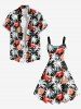 Plus Size Flamingo Coconut Tree Sun Print Hawaii Tank Dress - Noir XS