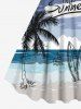 Plus Size Coconut Tree Seascape Sailboat Print Hawaii Tank Dress -  