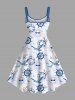 Robe Feuille D'Oiseau et Soleil Imprimés Hawaï Grande Taille - Blanc 3X