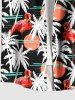 Plus Size Flamingo Coconut Tree Sun Print Buttons Pocket Hawaii Shirt For Men -  
