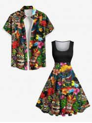 Décoration D'été à Fleurs Flamme Grande Taille pour la Plage - Noir 