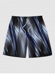 Short de Plage Ombre Lumière Imprimé de Grande Taille pour Homme - Noir L