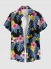 Costume de Plage Grande Taille Imprimé à Fleurs et Feuilles Tropicales - Noir 