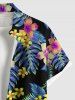 Costume de Plage Grande Taille Imprimé à Fleurs et Feuilles Tropicales - Noir 