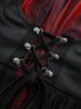 Lace Up Ruffles Butterfly Sleeve T-shirt and Flocking Mesh Leggings Plus Size Outfit -  