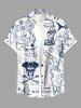 Pirate Map Sailboat Compass Cruise Print Plus Size Matching Beach Dress Shirt Outfit For Couples -  