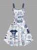 Pirate Map Sailboat Compass Cruise Print Plus Size Matching Beach Dress Shirt Outfit For Couples -  