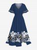 Floral Leaves Geometric Blocks Print Plus Size Matching Hawaii Beach Outfit For Couples -  
