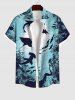 Short de Plage Grande Taille Imprimé Requin et Fond Marin - Bleu clair 