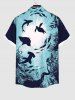 Short de Plage Grande Taille Imprimé Requin et Fond Marin - Bleu clair 