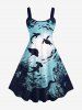 Short de Plage Grande Taille Imprimé Requin et Fond Marin - Bleu clair 