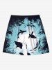 Short de Plage Grande Taille Imprimé Requin et Fond Marin - Bleu clair 
