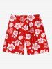 Floral Tropical Leaf Print Plus Size Matching Hawaii Beach Outfit For Couples -  