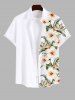 Tenue de Plage à Imprimé Fleurs et Feuilles Tropicales Grande-Taille pour Couples - NOIR 