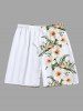 Tenue de Plage à Imprimé Fleurs et Feuilles Tropicales Grande-Taille pour Couples - NOIR 