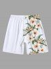 Tenue de Plage à Imprimé Fleurs et Feuilles Tropicales Grande-Taille pour Couples - NOIR 