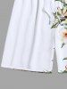 Tenue de Plage à Imprimé Fleurs et Feuilles Tropicales Grande-Taille pour Couples - NOIR 