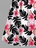 Plus Size Tropical Leaves Floral Print Hawaii Surplice A Line Cami Dress -  
