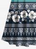 Plus Size Ethnic Graphic Floral Dip Dye Ombre Print Hawaii Cold Shoulder Crisscross A Line Maxi Dress -  