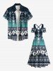 Plus Size Ethnic Graphic Floral Dip Dye Ombre Print Hawaii Cold Shoulder Crisscross A Line Maxi Dress -  