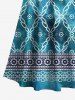 Plus Size Ethnic Graphic Floral Print Hawaii Ombre Cold Shoulder Crisscross A Line Maxi Dress -  