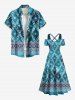 Plus Size Ethnic Graphic Floral Print Hawaii Ombre Cold Shoulder Crisscross A Line Maxi Dress -  