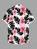 Chemise Imprimé à Feuilles et Fleurs Tropicales Grande Taille avec Poche pour Homme - Blanc M