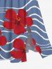Plus Size Floral Sea Waves Print Hawaii Split Pocket A Line Midi Dress -  