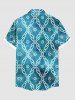 Plus Size Ethnic Graphic Floral Print Hawaii Ombre Button Pocket Shirt For Men -  