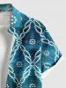 Plus Size Ethnic Graphic Floral Print Hawaii Ombre Button Pocket Shirt For Men -  