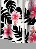 Plus Size Tropical Leaves Floral Print Hawaii Button Pocket Shirt For Men -  