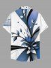 Plus Size Leaf Branch Curve Colorblock Print Hawaii Button Pocket Shirt For Men -  