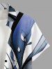 Plus Size Leaf Branch Curve Colorblock Print Hawaii Button Pocket Shirt For Men -  