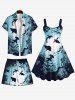 Plus Size Turtle Shark Seabed Print Hawaii Sea Creatures Drawstring Beach Shorts For Men -  