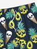 Plus Size Skull Pineapple Avocado Ice Cream Print Hawaii Drawstring Beach Shorts For Men -  