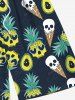 Plus Size Skull Pineapple Avocado Ice Cream Print Hawaii Drawstring Beach Shorts For Men -  