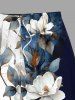 Plus Size Colorblock Flowers Leaf Print Hawaii Beach Shorts For Men -  