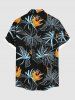 Plus Size Flowers Print Buttons Pocket Hawaii Shirt For Men -  
