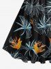 Plus Size Flowers Print Hawaii 1950s Vintage Dress -  