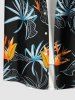 Plus Size Flowers Print Buttons Pocket Hawaii Shirt For Men - Noir 4XL