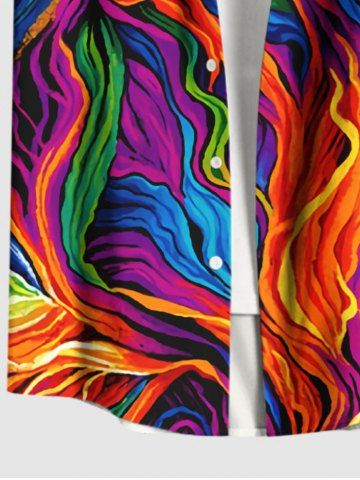Rainbow Colorful Graphic Oil Painting Print Plus Size Matching Hawaii Beach Outfit For Couples
