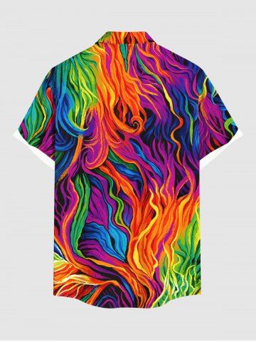 Rainbow Colorful Graphic Oil Painting Print Plus Size Matching Hawaii Beach Outfit For Couples