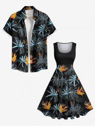 Flowers Print Plus Size Matching Hawaii Beach Outfit For Couples -  