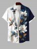 Distressed Colorblock Flowers Leaf Print Plus Size Matching Hawaii Beach Outfit For Couples -  