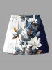 Distressed Colorblock Flowers Leaf Print Plus Size Matching Hawaii Beach Outfit For Couples -  